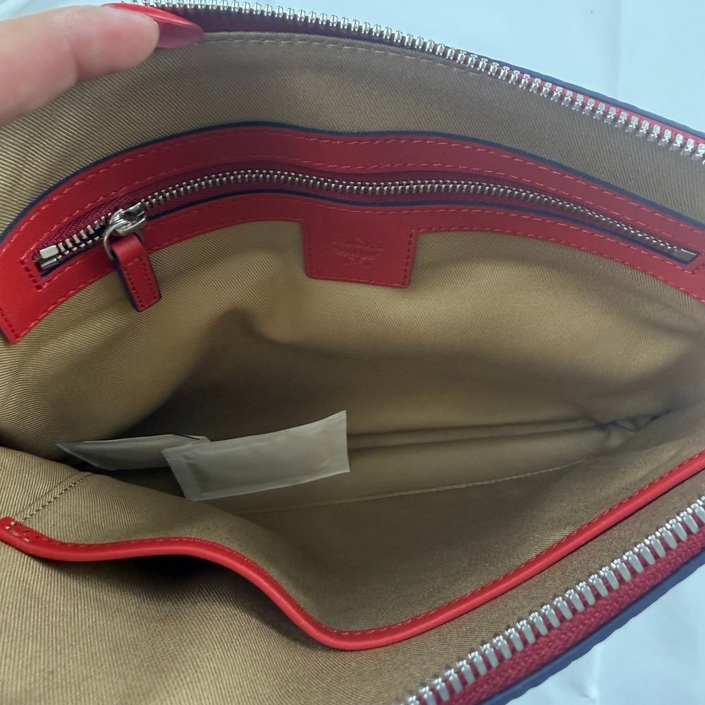 MCM Visetos Monogram Red Leather Clutch Crossbody Bag MYZ FSTA07 XC001 - Picture 4 of 11